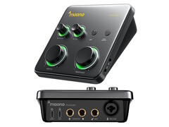 The Maono P1 audio interface comes with an XLR/Mic and a 1/4-inch instrument jack.