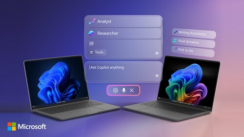 Microsoft Copilot shown on laptops