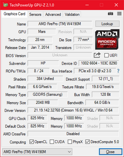 Amd firepro w4190m hotsell