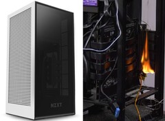 A fire in an NZXT H1 case could lead to a severely damaged GPU or worse. (Image source: NZXT/Gamers Nexus)