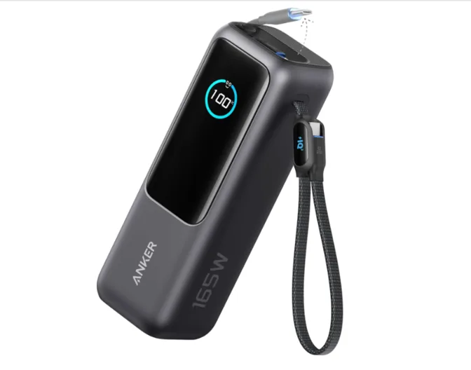 Anker's display-equipped 25,000 mAh power bank with retractable