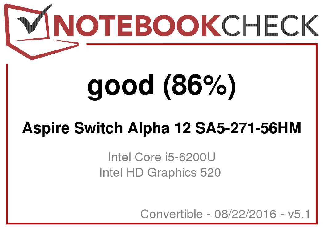 Acer Aspire Switch 12 Alpha Sa5 271 56hm Convertible Review Notebookcheck Net Reviews