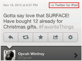 Oprah Winfrey endorses the Microsoft Surface... on her iPad