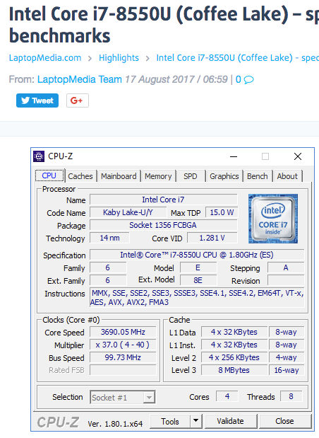 Intel Core I7 8550u Vs Intel Core I5 50u